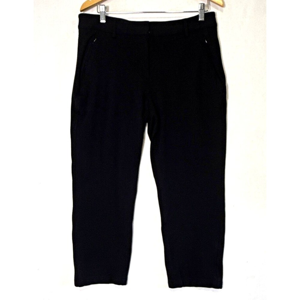 Talbots Women’s Black Ponte Crop Dress Pants Straight Leg Sz 14P Stretch Pockets